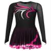 vastwit Women's Glitter Rhinestone Long Sleeve Figure Ice Skating Dress Mesh Patchwork Ballet Dance Leotard Hot Pink XX-Large view 3