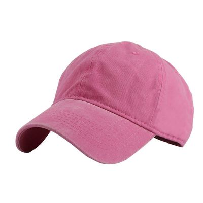 Vintage Cotton Baseball Cap for Women Men Classic Washed Distressed Hat Solid Color Adjustable Cap Dad Hat (Pink, One Size)