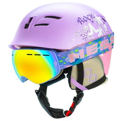 Natuway Kids and Toddlers Ski Helmet Snowboard Helmet and Goggles Combo Comfort Safty and Very Lightweight ASTM Certified for Boys,Girls and Young Skiers