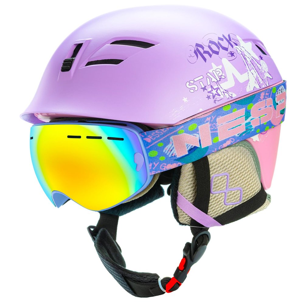 Natuway Kids and Toddlers Ski Helmet Snowboard Helmet and Goggles Combo Comfort Safty and Very Lightweight ASTM Certified for Boys,Girls and Young Skiers