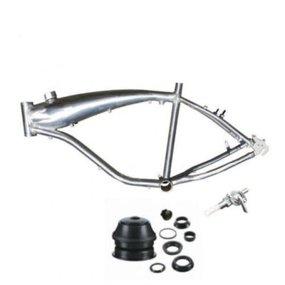 Bicycle 2.4L Gas Frame with Fuel Tank (Brushed Alum) & 1 1/8" Headset & Petcock 10*1.0mm Gas Motorized Bike Frame