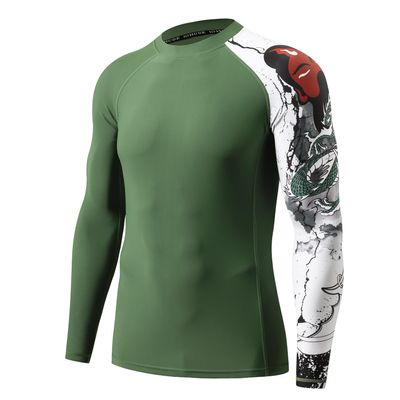 ADOREISM Men's Quick-Dry UPF 50+ Sun Protection Long Sleeve Rash Guard (GuanYu, 3XL)