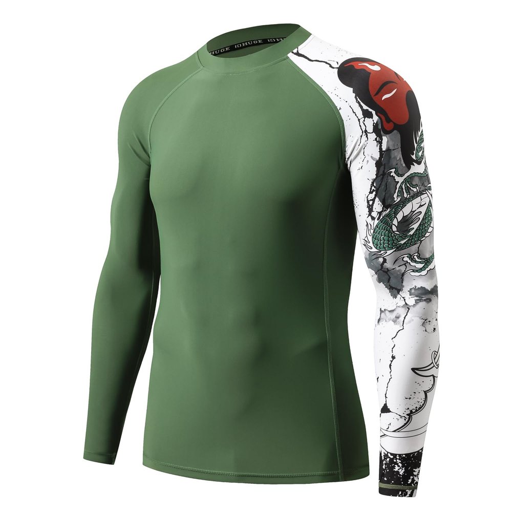 ADOREISM Men's Quick-Dry UPF 50+ Sun Protection Long Sleeve Rash Guard (GuanYu, 3XL)