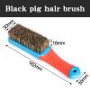 1pc Bristle Pig Hair Shoe Boot Brush Care Clean Shine Polishing Brush Nylon Brush,Black Pig Hair view 2
