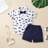 18 Months Baby Boy Clothes Toddler Summer Outfits for Boys Short Sleeve Dinosaur Shirt Pocket Pant Set Summer Outfits Boy Clothes Set Blue 18-24 Months view 2