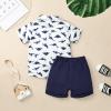 18 Months Baby Boy Clothes Toddler Summer Outfits for Boys Short Sleeve Dinosaur Shirt Pocket Pant Set Summer Outfits Boy Clothes Set Blue 18-24 Months view 3