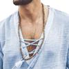 JEsilunmaMY Mens Lace Up Hippie Tee Shirts Short Sleeve V-Neck Drawstring Beach Shirt Casual Loose Cotton Linen T-Shirts (US Size M Asia L,Blue) view 2