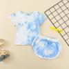 Aruzig Toddler Baby Girl Summer Outfits Tie dye Short Sleeve T-Shirt and Shorts 2Pcs Clothes Set for Girls (White Blue, 5-6 Years) view 2