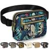 Capolo Fanny Packs for Women Fashion Waist Packs Bag with Adjustable Strap and 4 Zipper Pockets Waterproof Everywhere Crossbody Belt Bag for Workout Running Travelling(Blue Leaves) view 1