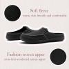 ADAX Plantar Fasciitis Slippers for Women with Arch Support,Wide Canvas Orthotic Slipper for Women with Fuzzy Wool Insole,Slip on Clog House Slipper with Indoor Outdoor Anti-Skid Rubber Sole Black 7 view 4