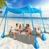 Rhino Valley Beach Tent, 10 x 10 FT Beach Shade UPF50+ Protection, Beach Canopy with 8 Sandbags 4 Stability Poles, Outdoor Beach Tent Sun Shelter Umbrella for Sand,Camping,Fishing Essentials, Sky Blue view 1