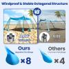 Rhino Valley Beach Tent, 10 x 10 FT Beach Shade UPF50+ Protection, Beach Canopy with 8 Sandbags 4 Stability Poles, Outdoor Beach Tent Sun Shelter Umbrella for Sand,Camping,Fishing Essentials, Sky Blue view 2