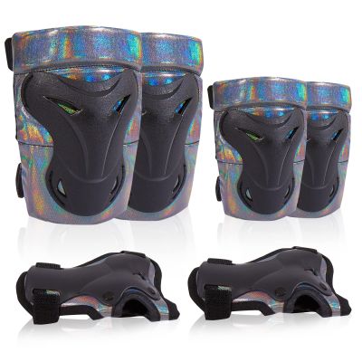 Bienbee Knee Pads for Women, Knee Pads Wrist Guard Knee and Elbow Pads Adult Protective Gear Set for Skateboard, Roller Skating, for Women Men Youth Adult Kids,Laser Black M