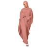 Abayas for Women Muslim: Modest Eid Abaya Dress with Hijab Middle East Arabian Robe Conservative Maxi Kaftan Dubai Islamic Dresses Prayer Clothes Ramadan Outfit Formal Wedding Pink One Size view 1