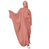 Abayas for Women Muslim: Modest Eid Abaya Dress with Hijab Middle East Arabian Robe Conservative Maxi Kaftan Dubai Islamic Dresses Prayer Clothes Ramadan Outfit Formal Wedding Pink One Size view 2