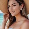 BriLove Matte Gold Silver 2 Pairs Clip-on Earrings Set Fashion Semicycle Statement Retro Drop Clip for Women Mom Gift view 2