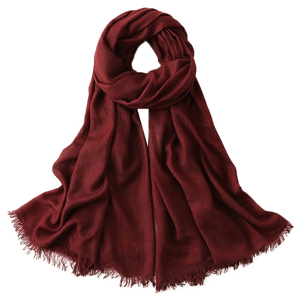 Lifup Women Summer Travel Scarf Cotton Linen Pashmina Long Head Scarf Beach Shawl Wrap Red 5 76 x 39 Inches