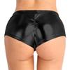 Huimingda Womens Metallic Low Waist Hot Shorts Festival Rave Dance Booty Shorts Black Large view 3