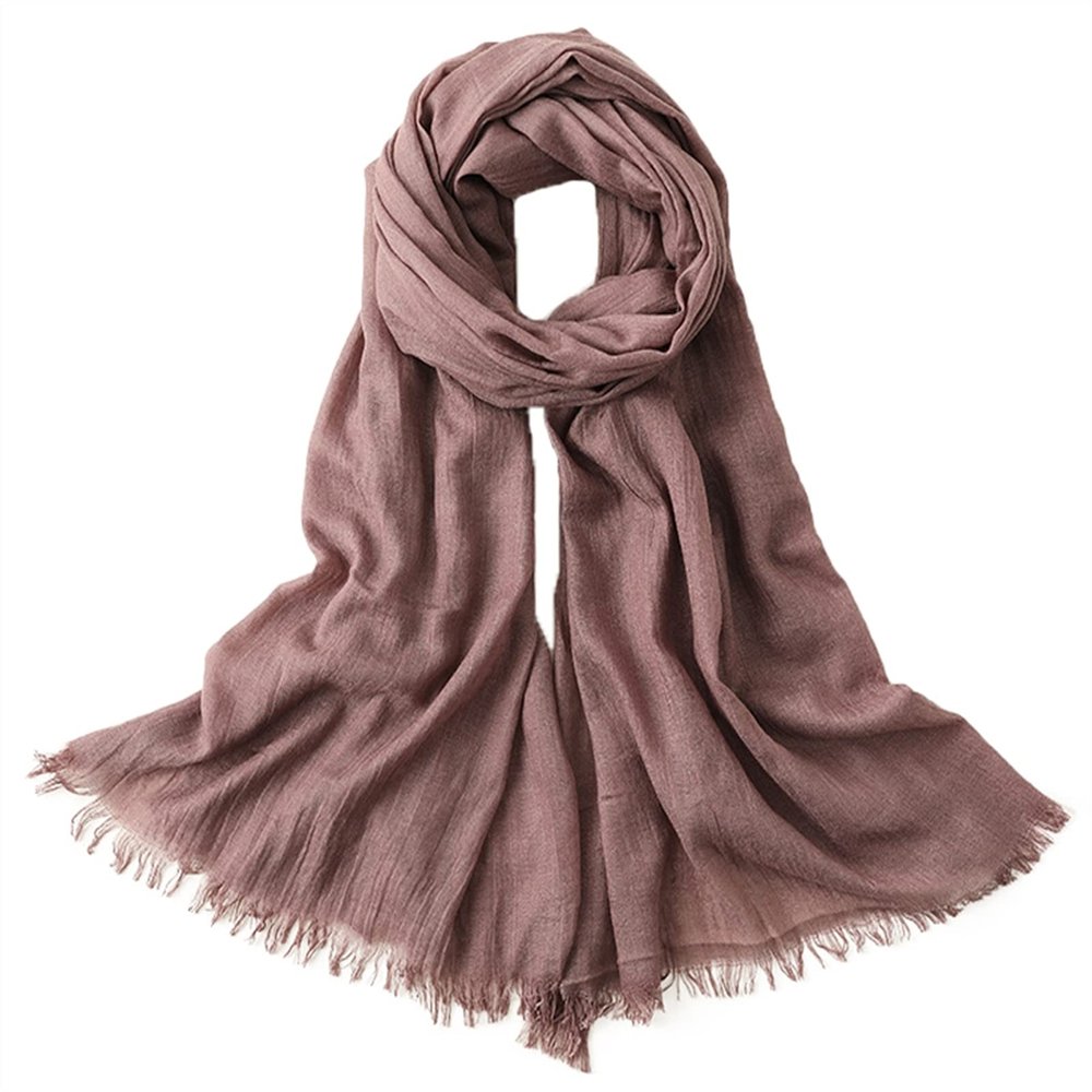 Lifup Women Summer Travel Scarf Cotton Linen Pashmina Long Head Scarf Beach Shawl Wrap Pink 3 76 x 39 Inches