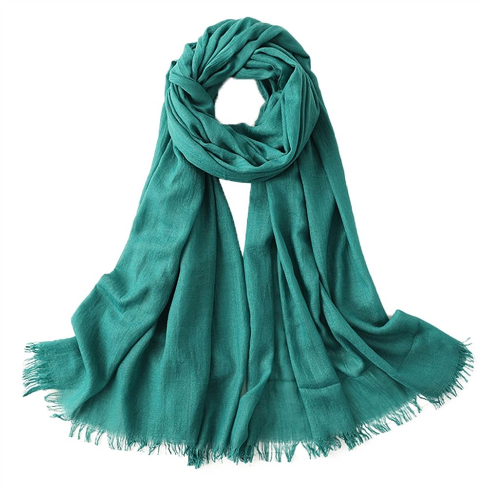 Lifup Women Summer Travel Scarf Cotton Linen Pashmina Long Head Scarf Beach Shawl Wrap Turquoise 76 x 39 Inches