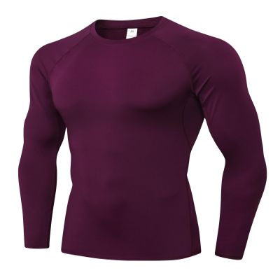 WRAGCFM Mens Long Sleeve Compression T-Shirt, Cool Dry Athletic Workout Shirt for Men, Undershirt Baselayer Tops (Wine, M)