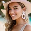 BriLove Matte Gold Silver 2 Pairs Clip-on Earrings Set Fashion Geometric Oval-Shape Statement Retro Drop Clip for Women Mom Gift view 3