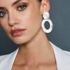BriLove Matte Gold Silver 2 Pairs Clip-on Earrings Set Fashion Geometric Oval-Shape Statement Retro Drop Clip for Women Mom Gift view 4
