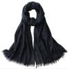 Lifup Women Summer Travel Scarf Cotton Linen Pashmina Long Head Scarf Beach Shawl Wrap Navy Blue 76 x 39 Inches view 1
