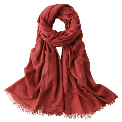 Lifup Women Summer Travel Scarf Cotton Linen Pashmina Long Head Scarf Beach Shawl Wrap Red 4 76 x 39 Inches