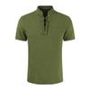 JEsilunmaMY Men's Lace Up Cotton Linen T-Shirts Short Sleeve Stand Collar Pocket Hippie Shirt Loose Casual Beach Henley Tees (US Size L Asia XL,Army Green) view 1