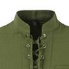 JEsilunmaMY Men's Lace Up Cotton Linen T-Shirts Short Sleeve Stand Collar Pocket Hippie Shirt Loose Casual Beach Henley Tees (US Size L Asia XL,Army Green) view 2