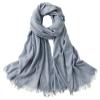 Lifup Women Summer Travel Scarf Cotton Linen Pashmina Long Head Scarf Beach Shawl Wrap Blue 3 76 x 39 Inches view 1