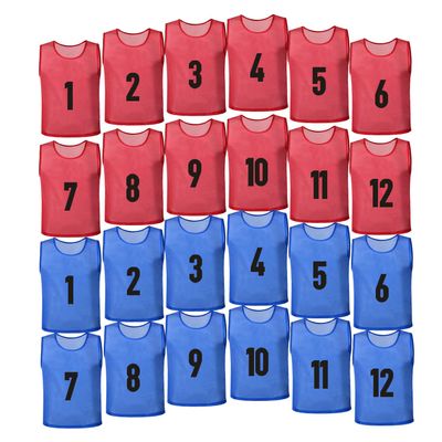 BGHTYYP 24 Pack Nylon Mesh Numbered Soccer Scrimmage Team Practice Vests Pinnies Jerseys Train Vest Youth for Adult Sport Football Basketball