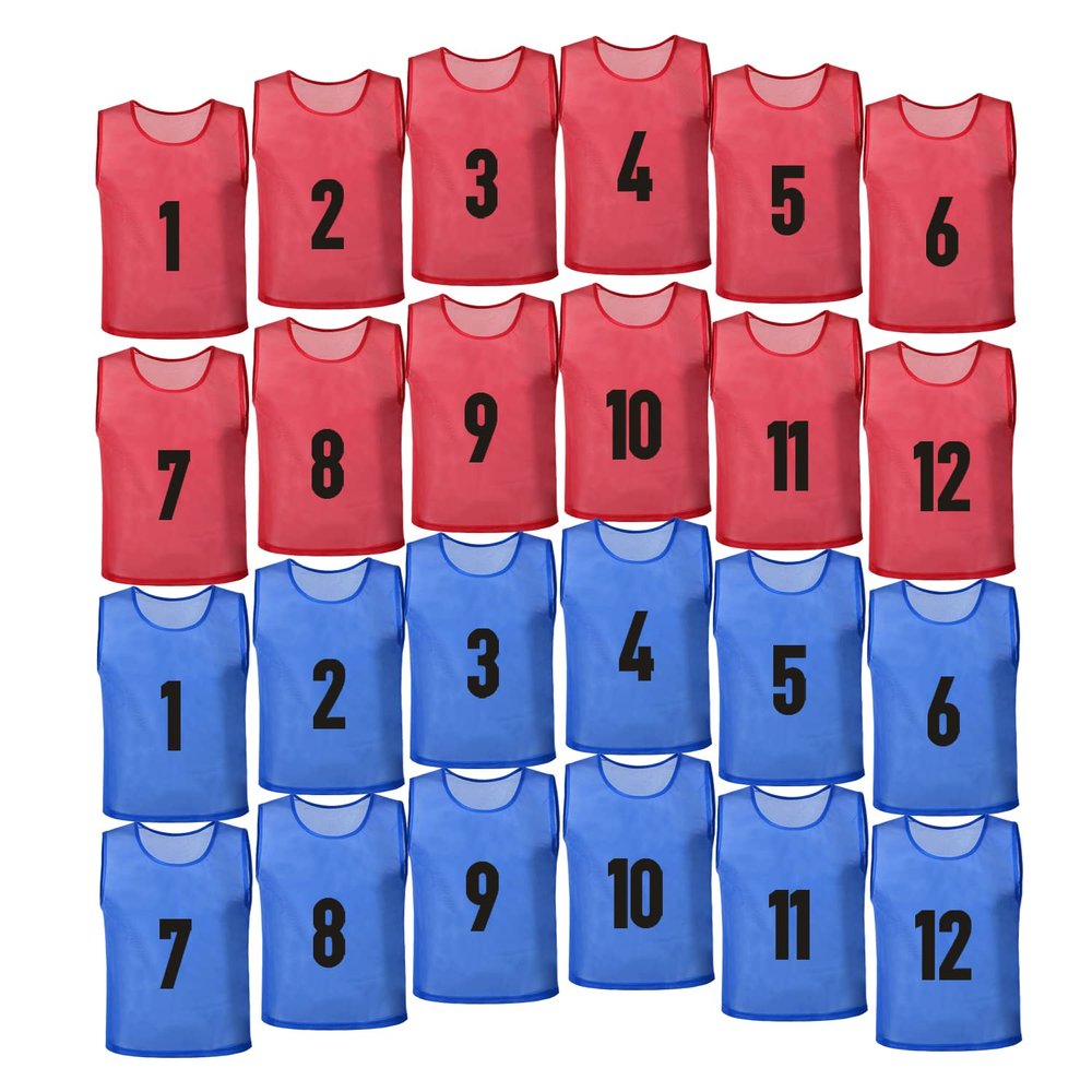 BGHTYYP 24 Pack Nylon Mesh Numbered Soccer Scrimmage Team Practice Vests Pinnies Jerseys Train Vest Youth for Adult Sport Football Basketball