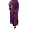 Abayas for Women Muslim: Modest Eid Abaya Dress Middle East Arabian Robe Dubai Ramadan Outfit Conservative Kaftan Islamic Dresses Corban Festivals Prayer Clothes Formal Wedding Purple Medium view 1