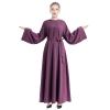 Abayas for Women Muslim: Modest Eid Abaya Dress Middle East Arabian Robe Dubai Ramadan Outfit Conservative Kaftan Islamic Dresses Corban Festivals Prayer Clothes Formal Wedding Purple Medium view 3