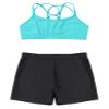 Nikiikoo Kids Girls 2Pcs Activewear Set Gymnastics Dance Sports Bra Crop Tops and Booty Shorts Tankini Swimsuit Cyan 6 Years view 3