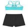 Nikiikoo Kids Girls 2Pcs Activewear Set Gymnastics Dance Sports Bra Crop Tops and Booty Shorts Tankini Swimsuit Cyan 6 Years view 4
