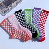 Women Fashion Harajuku Trends Checkerboard Socks Geometric Checkered Socks Men Hip Hop Cotton Print Skateboard Soks(purple) view 2