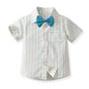 AWIBMK Baby Boys Plaid Stripe Gentleman Suits Bowtie Overalls Suspenders Shorts Pants Wedding Bearer Tuxedo Dress Baptism Outfits Cake Smash Formal Easter Christening Clothes Lake Blue 4-5Years view 4