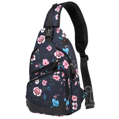 VASCHY Sling Bag for Women, One Strap Over the Shoulder Crossbody Backpack Chest Bag for Hiking/Travel/Outdoor Floral
