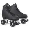 Nattork Roller Skates for Women and Girls, PU Leather High-top Quad Skates for Beginner, Indoor Outdoor Double-Row Skates for Adults - Black view 2