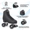 Nattork Roller Skates for Women and Girls, PU Leather High-top Quad Skates for Beginner, Indoor Outdoor Double-Row Skates for Adults - Black view 4