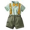 AWIBMK Baby Boys Plaid Stripe Gentleman Suits Bowtie Overalls Suspenders Shorts Pants Wedding Bearer Tuxedo Dress Baptism Outfits Cake Smash Formal Easter Christening Clothes Mint Green 12-18 Months view 1