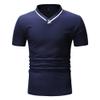 JEsilunmaMY Mens Short-Sleeved T-Shirt Decorated with V-Neck Buttons Summer Casual Muscle Tee Shirts Slim Fit Workout Shirts (US Size S Asia M,Dark Blue) view 1
