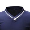 JEsilunmaMY Mens Short-Sleeved T-Shirt Decorated with V-Neck Buttons Summer Casual Muscle Tee Shirts Slim Fit Workout Shirts (US Size S Asia M,Dark Blue) view 3