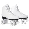 Nattork Roller Skates for Women and Girls, PU Leather High-top Quad Skates for Beginner, Indoor Outdoor Double-Row Skates for Adults - White view 2