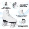 Nattork Roller Skates for Women and Girls, PU Leather High-top Quad Skates for Beginner, Indoor Outdoor Double-Row Skates for Adults - White view 4