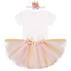IBTOM CASTLE 1/2 Birthday Outfit Girl, Infant Toddler 1/2 Birthday Cake Smash Outfit Princess Romper Bodysuit +Tutu Skirts +Crown Baby Shower Newborn Photography Clothes Set Golden 3-6 Months view 3