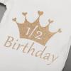 IBTOM CASTLE 1/2 Birthday Outfit Girl, Infant Toddler 1/2 Birthday Cake Smash Outfit Princess Romper Bodysuit +Tutu Skirts +Crown Baby Shower Newborn Photography Clothes Set Golden 3-6 Months view 4